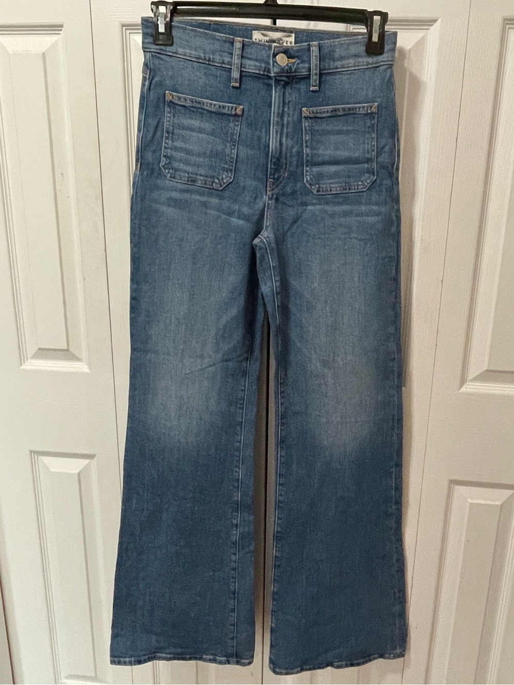 Emerson Fry Twin Doves High-Rise Wide Leg Jeans in Medium Blue Denim